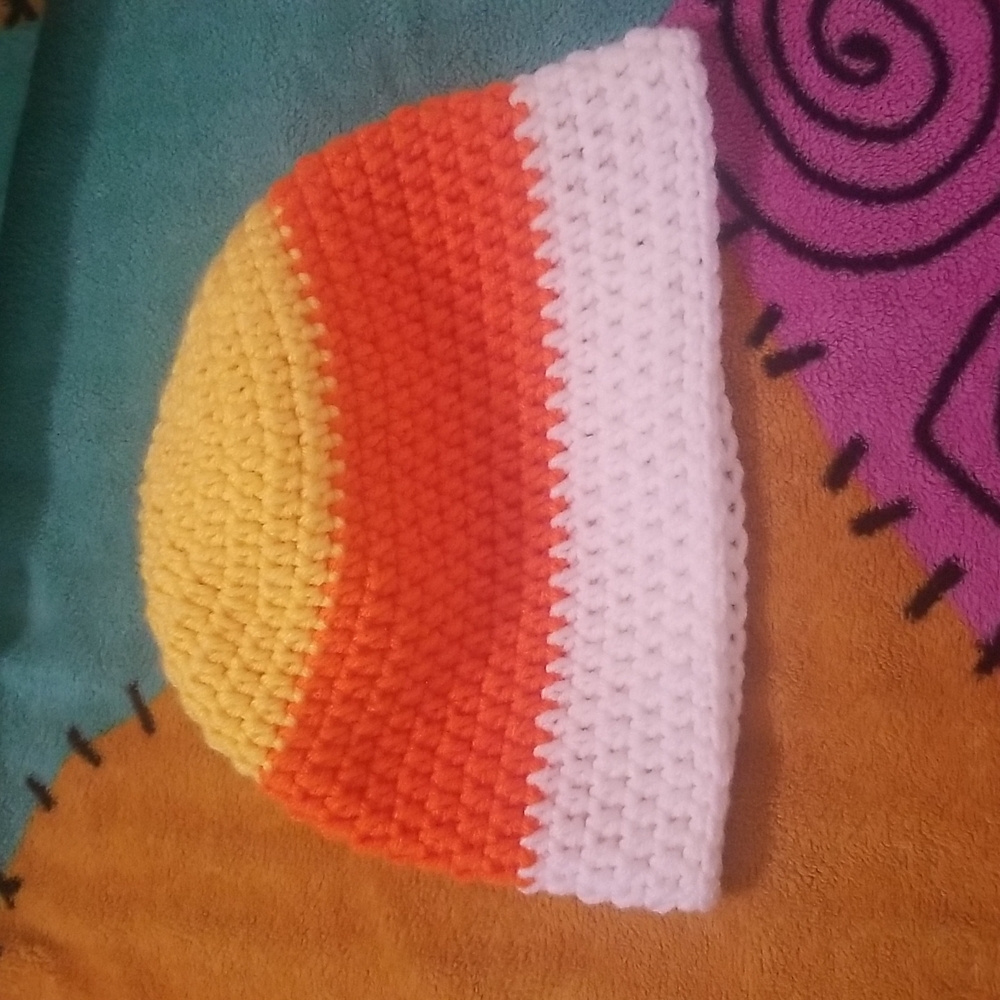 Handmade Crochet Halloween Fall Candy Corn Beanie